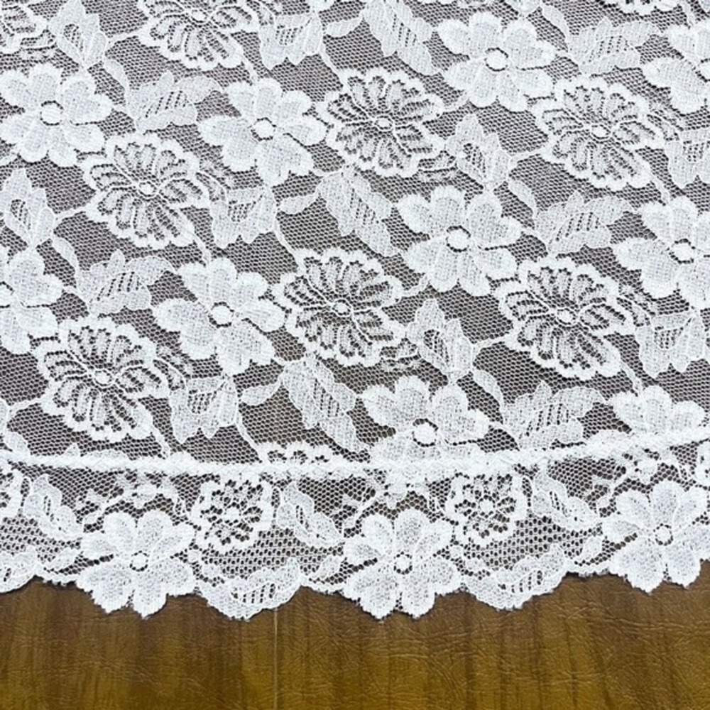 Vintage 66" Round Tablecloth Lace White Overlay Floral‎ Dining Display Table